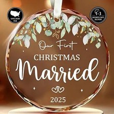 Wedding Gifts for Couple - Our First Christmas Married 2025 Ornament for Newlywe