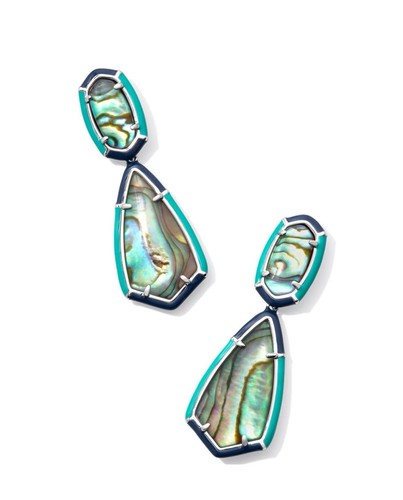 KENDRA SCOTT | CAMRY SILBER EMAILLE RAHMEN STATEMENT OHRRINGE IN ABALONE - Bild 1 von 8
