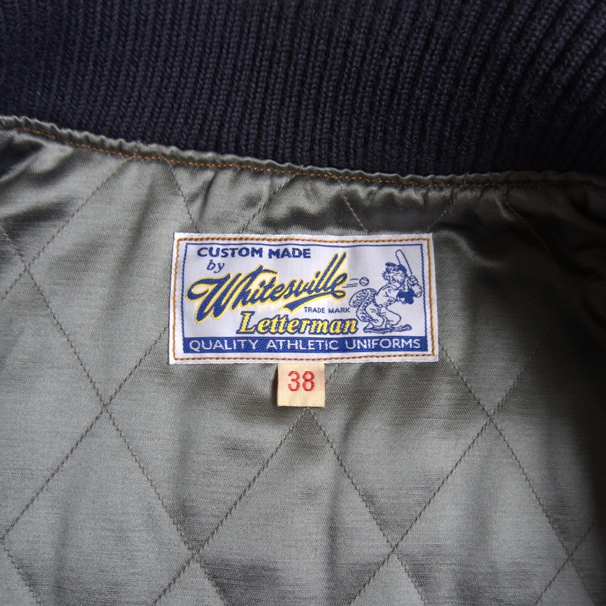 Whitesville Full Decoration Leather Sleeve Varsity Jacket 38