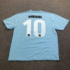 Argentina Shirt Mens Medium Blue Soccer AFA Messi 10 Tee Goodie Two Sleeves