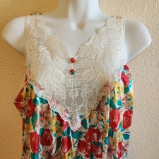 Vintage Vassarette Floral Tulip Nightie Sleeveless Nylon Lace Nightgown