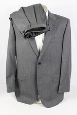 Jos. A. Bank Mens Suit 42R Gray Wool Herringbone 2 Button 36x30 Pleated Pants