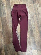 Peloton Burgundy High-Waist Kids Leggings with White Side Text
