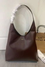 Coach CU044 Brooklyn Shoulder Bag 39 Handbag Natural Grain Leather Dark Brown