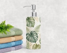 Stainless Steel Soap Dispenser Monstera Floral Bathroom Kitchen Use