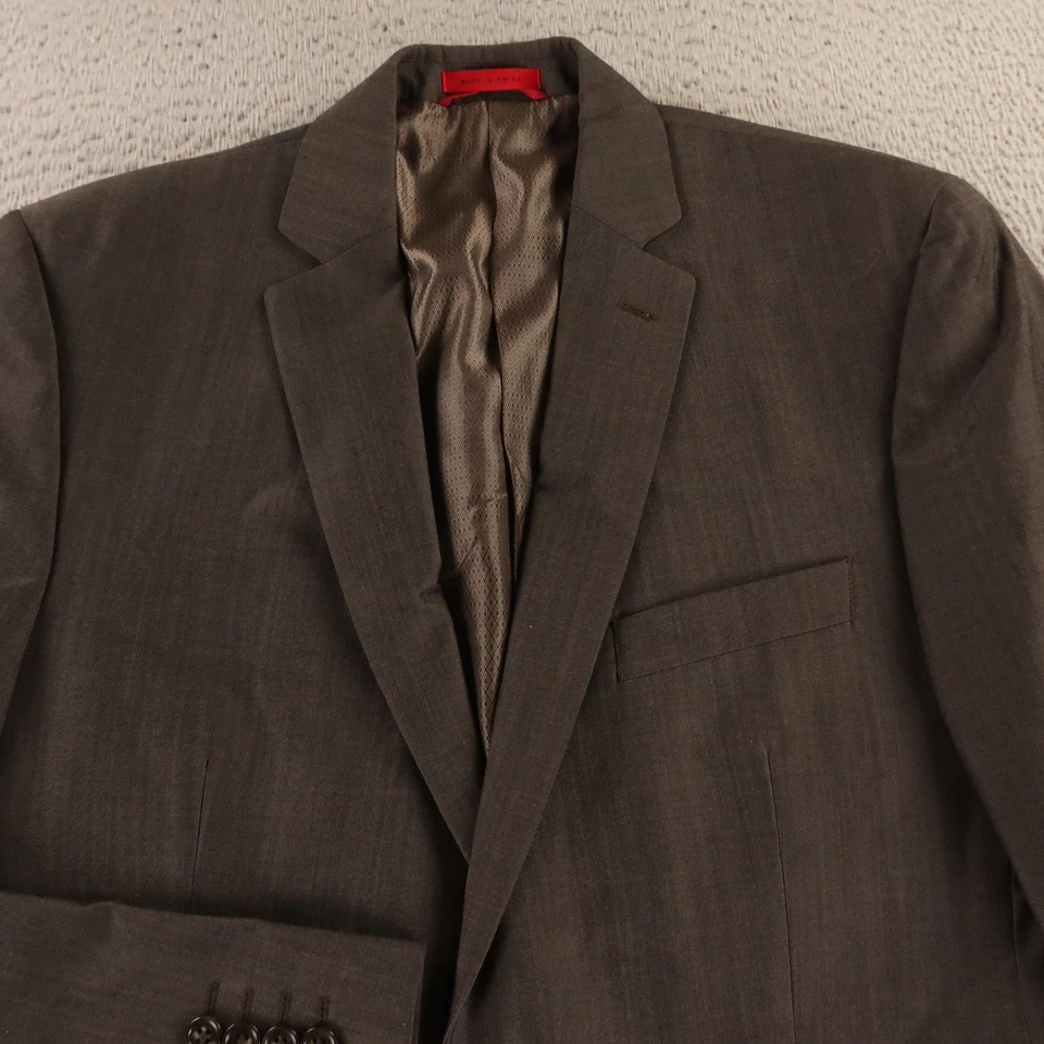 Alfani Jacket M 40R Gray Brown Slim Wool Blend Twill Worsted Blazer Sport Coat - Image 2 of 4