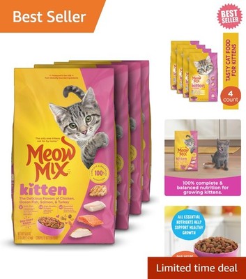 Four 3.15lb Bags of Kitten Li'l Nibbles - Ideal for All Kittens, DHA Enriched