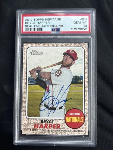 PSA 10 - 2017 Topps Heritage - Real One Autographs Bryce Harper #ROA-BH (AU)