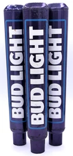 (3) Bud Light Double-sided Blue Chrome Aluminum 12" Beer Tap Handle