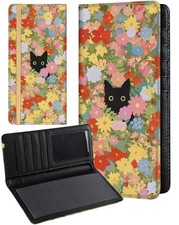 Checkbook Cover for Personal Duplicate Checks - Women Colourful Flower Cat