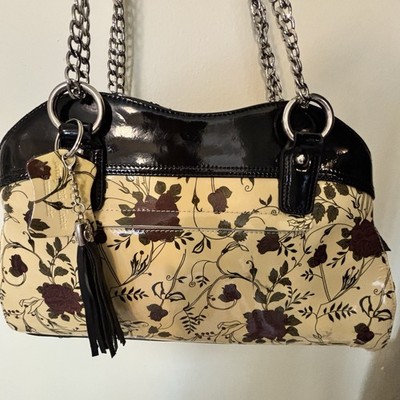 Rare Bravo Beverly Hills Floral Rose Pattern, Ivory-Italian Calfskin Leather Bag