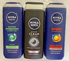3 Nivea Men Body Wash Variety Pack, Full Size Bottles 16.9 oz 500mL  each, NEW