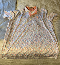 Robert Trent Jones Golf Trail Men's Paisley Polo Shirt L Multicolor Stretch
