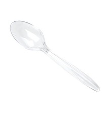 100 x Clear Plastic Spoons Reusable Disposable Cutlery