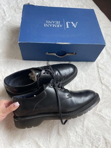 Men Armani Jeans Heels Black Leather 42