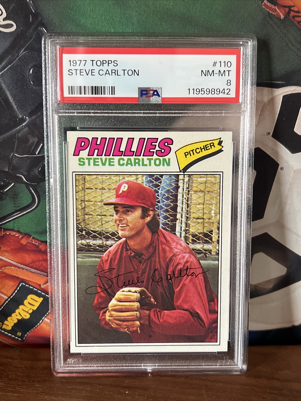 1977 Topps #110 Steve Carlton PSA 8 Tough Mint HOF Philadelphia Phillies NewCase