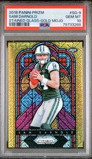 🔥SAM DARNOLD ROOKIE CARD CASE HIT - STAINED GLASS GOLD MOJO /10 PSA 10 💎