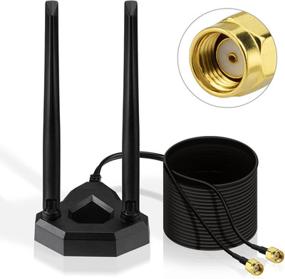 Eightwood Dualband WLAN Antenna with Magnet Base and 200cm RP-SMA Extension Cabl