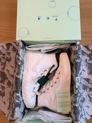 NIB Authentic Off-White Women s Mid Top Vulcanized Leather Sneakers - EU 38 US 8