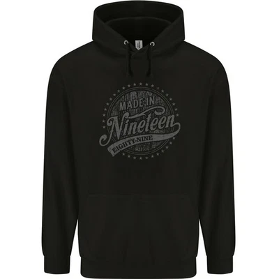 Hoodie Noir En Coton 80% Pour Hommes De 37 Ans Distressé Fabriqué En 1989 - Photo 1/2