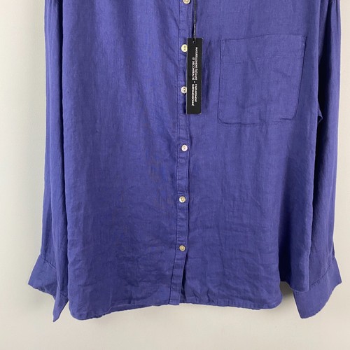 Nicole Miller New York Linen Button Up Shirt Top XL Purple Oversized Fit - Picture 3 of 9