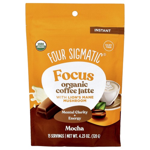 Focus, Organic Instant Coffee Latte With Lion's Mane Mushroom, Mocha, 4.23 oz