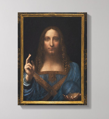 GEMÄLDE SALVATOR MUNDI LEONARDO DA VINCI LEINWAND 40X30 DRUCK HD HOLZSTÄNDER
