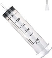300mL Syringe for Liquid - Large Plastic Syringe with Tip Adapter for Scientific