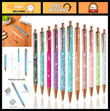 11 Pcs Glitter Pens for Women - Sparkly Metal Retractable Black Ink, Cute Gift f