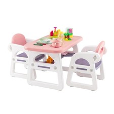 3 PCS Kids Table & Chairs Set Children Toddler Activity Desk Set-Pink