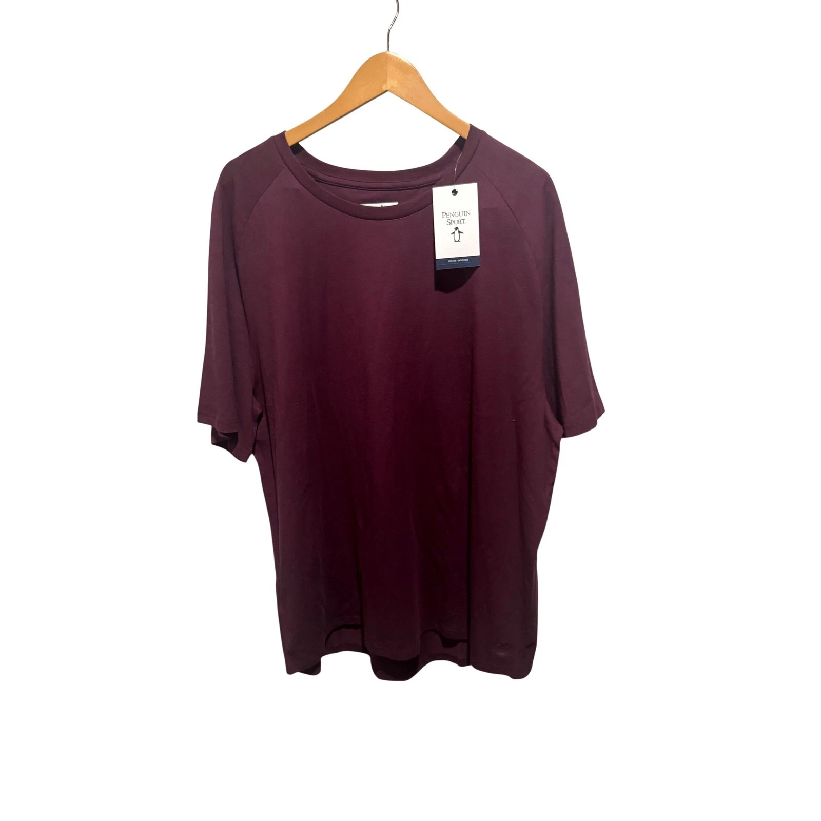 Original Penguin Sport Mens XXL Mauve Wine Raglan Short Sleeve T-Shirt NEW $40
