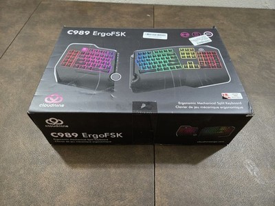 Cloud Nine C989M Ergo Split Keyboard RGB, Kailh Brown Switches, Backlit Open Box