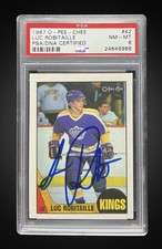 1987 o-pee-chee #42 luc robitaille rc; signed HOF DNA OPC rookie auto PSA 8