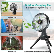 10400mAh Power Bank Oscillating Camping Fan with LED Lantern Tripod Tent Fan