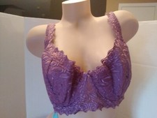 Bra NWT Vintage JC Penney Delicates SZ 42C Purple Plum Lace  Satin Detail