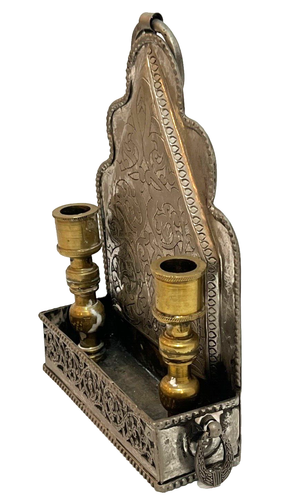 Vintage Judaica Jewish Shabbat Candle Holders Judaism Hebrew Jerusalem Israel - Picture 7 of 8