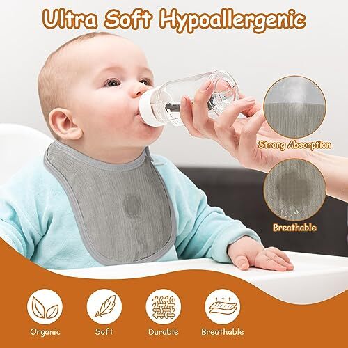 8PCS Muslin Baby Drooling Bibs Baby Bibs for Infants Girls & Boys Baby Bandan... - Picture 3 of 7