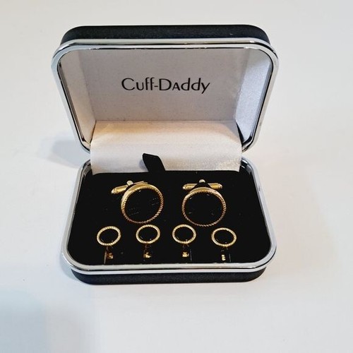 Cuff Daddy Men's Cufflinks & Studs In Black Onyx and Gold With Box