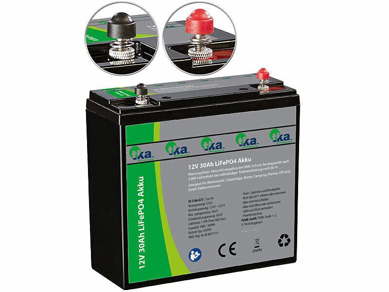 Batterie LiFePO4 12,8 V 30Ah TKA idéale pour camping-car et nautisme