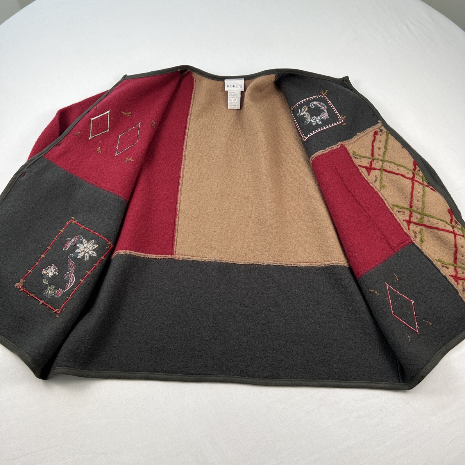 Koret Patchwork Sweater Womens XL Cardigan Colorb… - image 5