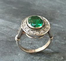 2Ct Green Oval Cut CZ Engagement Wedding Ring In Solid 925 Sterling Silver