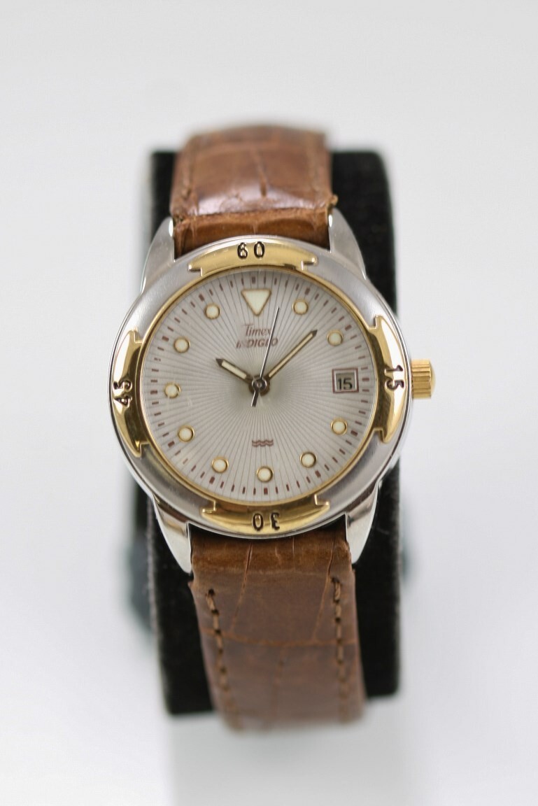Timex Watch Women Stainless Gold Silver WR Brown Leather  display picture 1