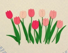 Flower Tulips Tulip Leaves Pink Paper Die Cut Embellishment 18 pcs Scrapbook