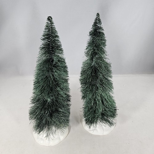 Lemax Bottle Brush Green Pine Trees Christmas Village 9" Lot Of 2