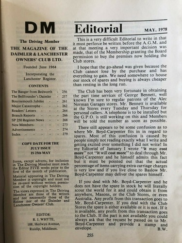 Daimler & Lanchester Owners Club Magazine V14N12 May1978 Cover 1967 Daimler Limo - Picture 2 of 2