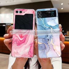 Folding Marble Case For Samsung Galaxy Z Flip7 Flip6 Flip5 4 3 Hard Hinge Cover
