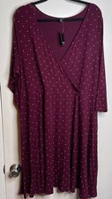 Torrid Size 3 Burgundy Orange Polka Dot 3/4 Sleeve Summer Dress With Tags