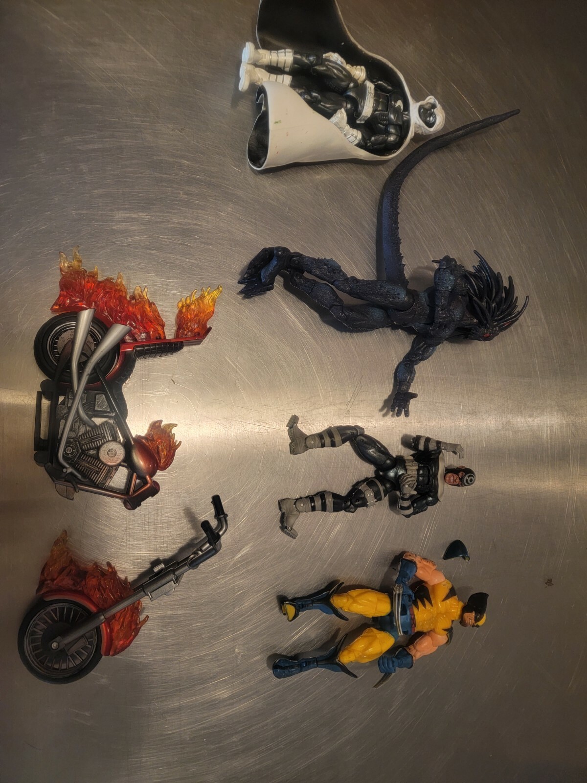 Marvel Legends Lot Moonknight Blackheart Wolverine Bullseye Ghostrider bike