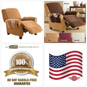 Armchair Recliner Cover Protector With Pockets Tan Fleece For