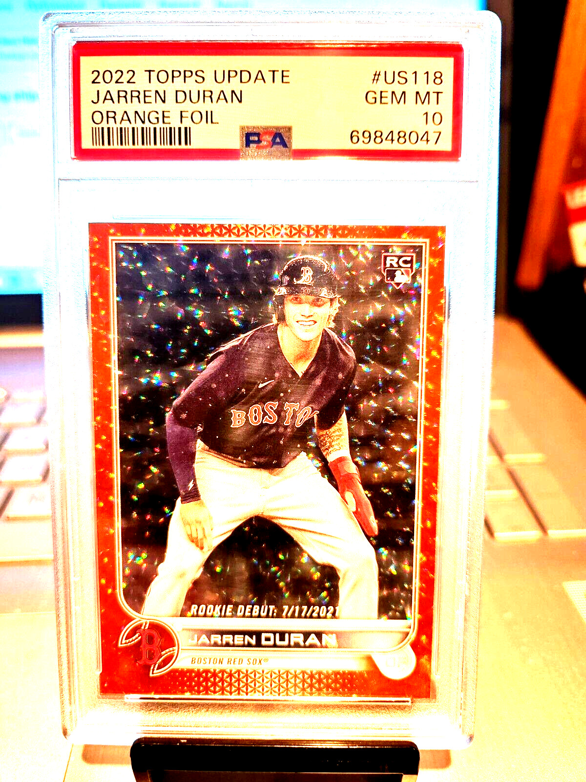 2022 Topps Update #266/299 Jarren Duran Orange Foil #US118 Gem Mt 10 Rising Star